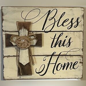 Carson Home Accents Bless/Home with Cross Wall Decor